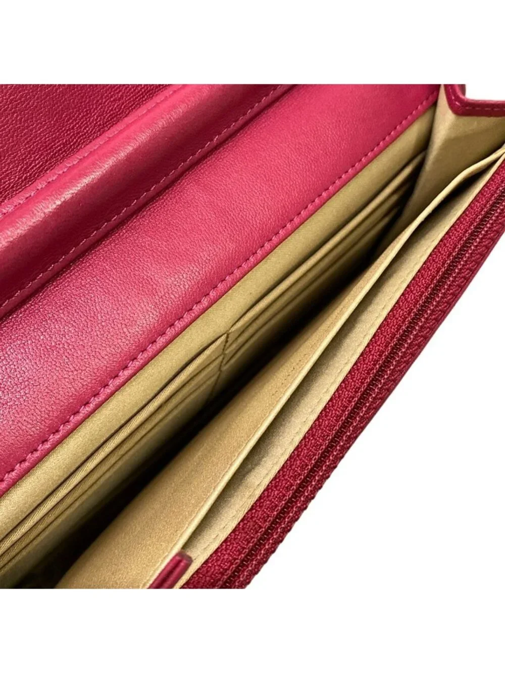 Chanel Wallet Camellia Pink Chain Matte Gold Lambskin Shoulder Bag